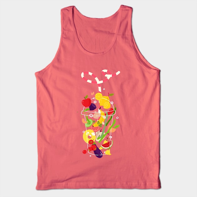 Fruits Vegetables Transparent Glass Tank Top by Mako Design 